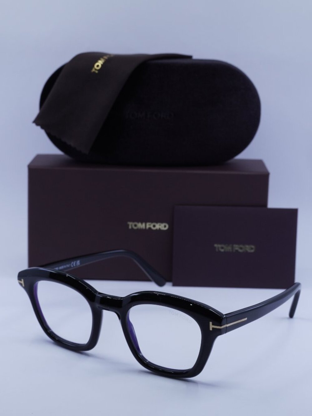Tom Ford FT5961-B 001 Oval Eyeglasses 49mm - Shiny Black